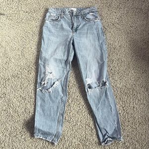 Zara Light-washed Ripped Jeans